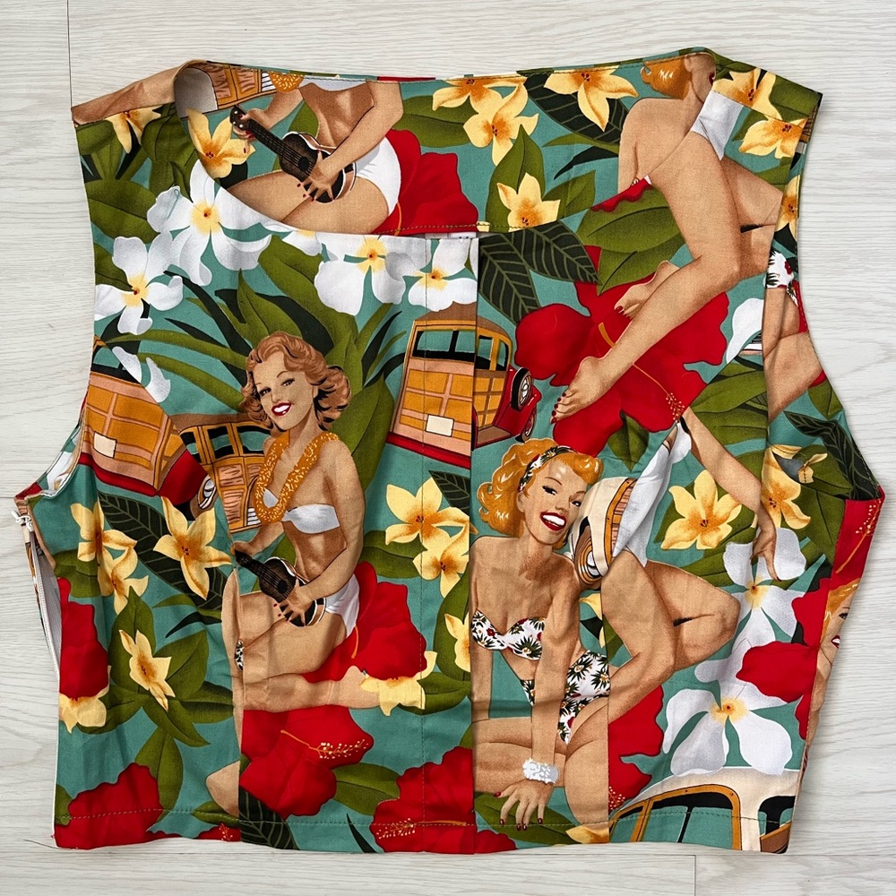 Retro Pinup Tropical Crop Top sleeveless cotton